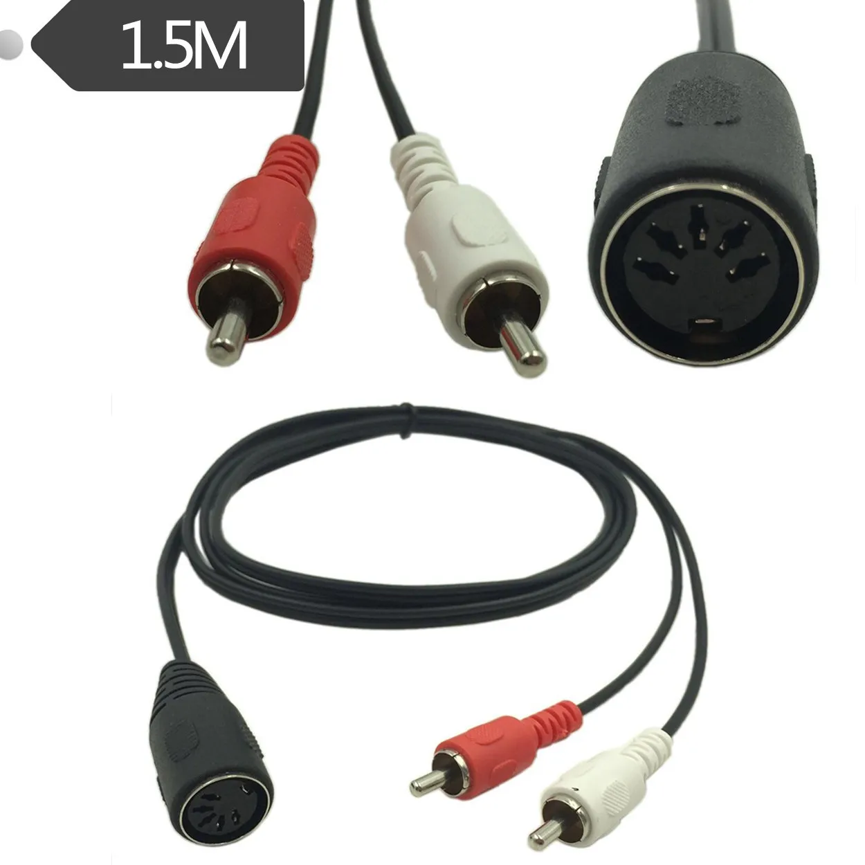 

5 Pin Din Female to 2 RCA Male Professional Grade Audio Cable for Bang & Olufsen, Naim, Quad...Stereo Systems 1.5m；