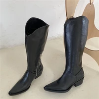 british style fashion sexy womens long boots lady riding cowboy boots autumn winter pointed toe design knee high female shoes