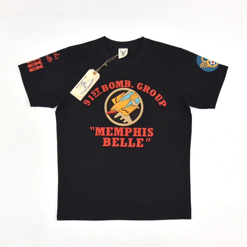 

BOB DONG Memphis Belle 91st Bomb Group T-Shirts WW2 Graphic Printed Tee Shirts