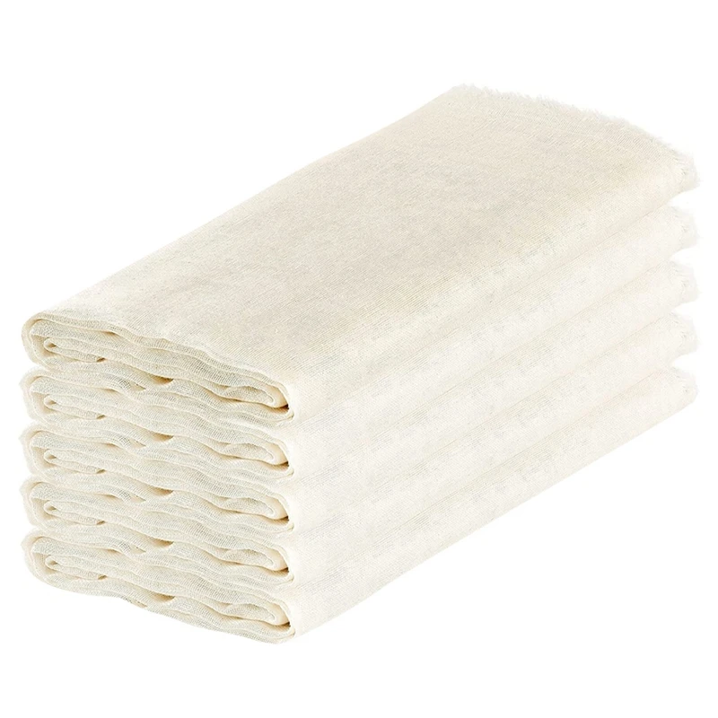 

Muslin Cloths For Cooking, Pack Of 5 (50X50CM), Unbleached, Cotton Reusable And Washable Cheese Cloths For Straining Retail