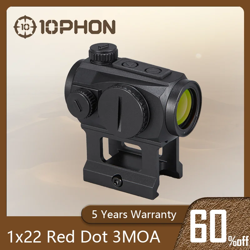 

Тактический прицел 10phon 1x22 Red Dot Sight 3MOA, охотничий оптический прицел с креплением на Пикатинни 21 мм, аксессуары для охоты