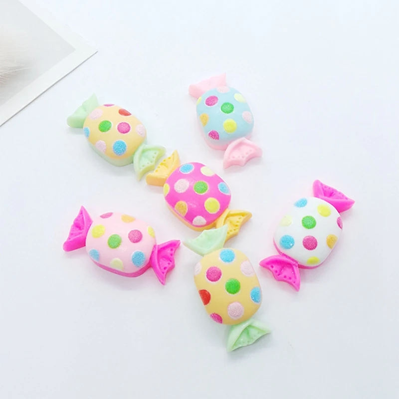 

10Pcs New Cute Cartoon Candy Flat Back Resin Cabochons Scrapbook Diy Wedding Hairpin Accessories Embellishments Craft
