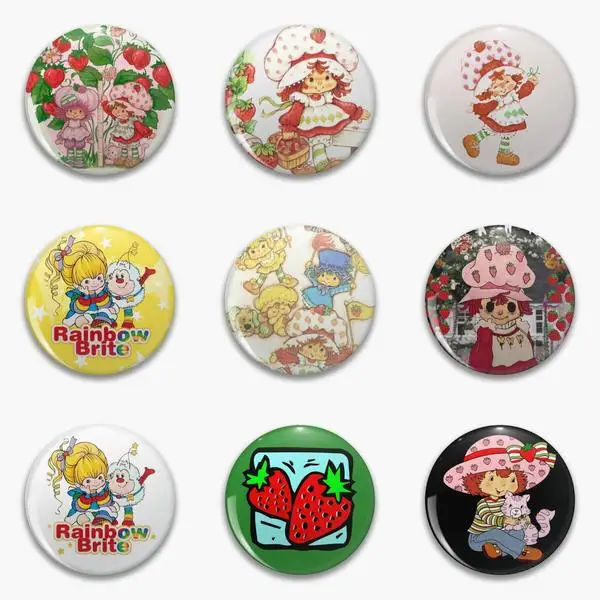 

Strawberry Shortcake Vintage Brite Soft Button Pin Customizable Fashion Hat Brooch Badge Cartoon Women Gift Lapel Pin Metal