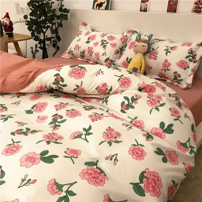 

Girls Bedding Set with Flat Sheets Duvet Quilt Cover Pillowcase for Kids Adult Queen Single Boys Bed Linen Home Textiles
