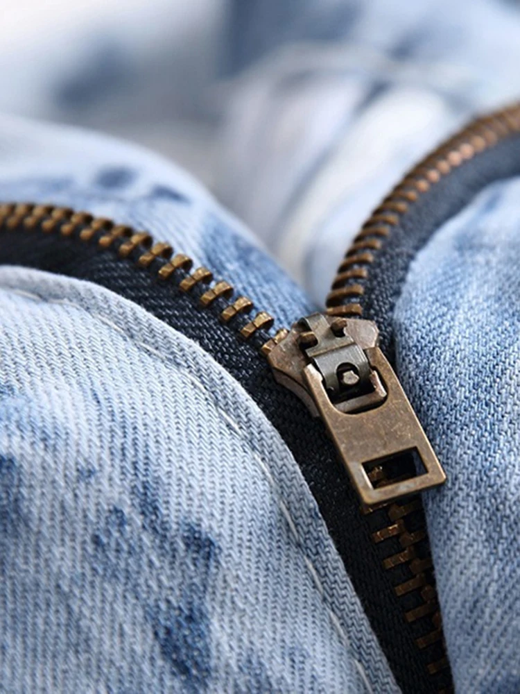 Blue Boyfriend Jeans Stretch Men Denim Straight Long Classic Pants Design Casual Stretch hip-hop Fashion Pants Oversized 29-42