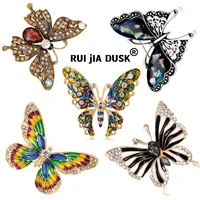 rui jia dusk luxury brand enamel butterfly brooch ladies party gift bandana accessories vintage brooch creative jewelry fashion