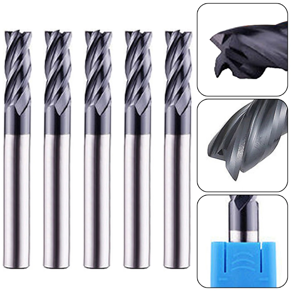 Accessories END MILL Flute Mill Solid TIALN 1-3/5 2/5in 4in 5PCS BitEnd Mills Accessories CNC Coated Extensions