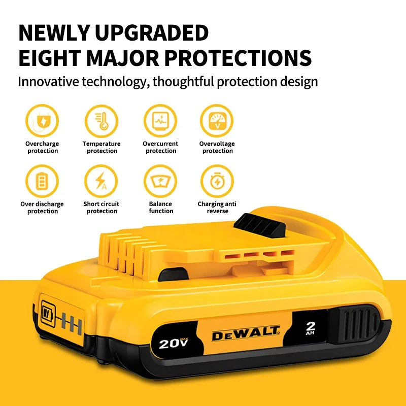 Оригинальная литиевая батарея Dewalt DCBP520 20 В 2 Ач перезаряжаемая легкая