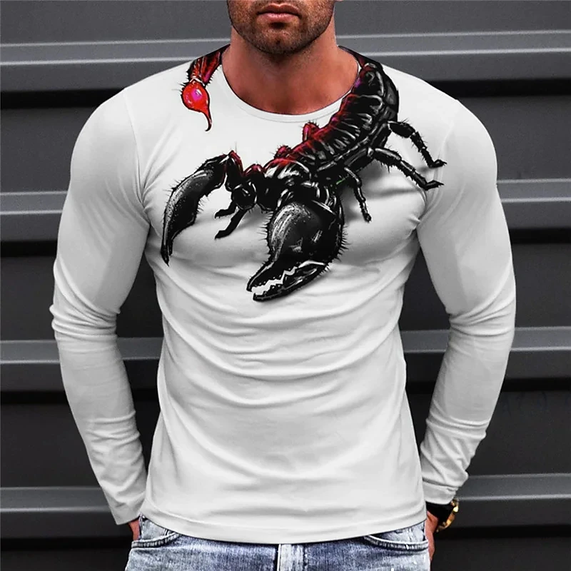 

Men's T shirt Tee Animal Graphic Prints Scorpion3D Print Outdoor Street Long Sleeve Print Clothing Basic Sports Designer Casual