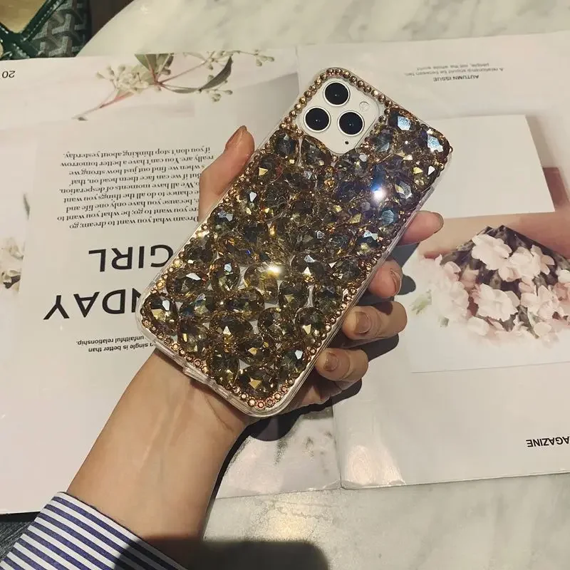 Чехол цвета шампанского со стразами для Iphone 14 12 13 11 15 Pro Max Xs Xr 6 7 8 SE 2020 чехол Bling Diamond