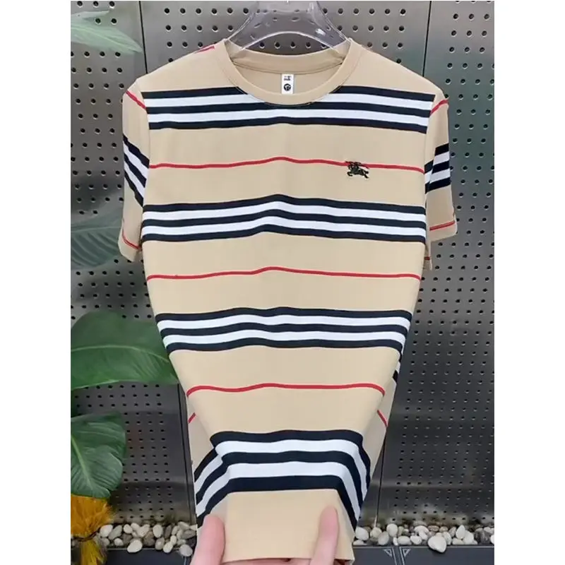 

Summer men's striped short-sleeved T-shirt round neck shirt slim half-sleeved trendy fashion men's T-shirt