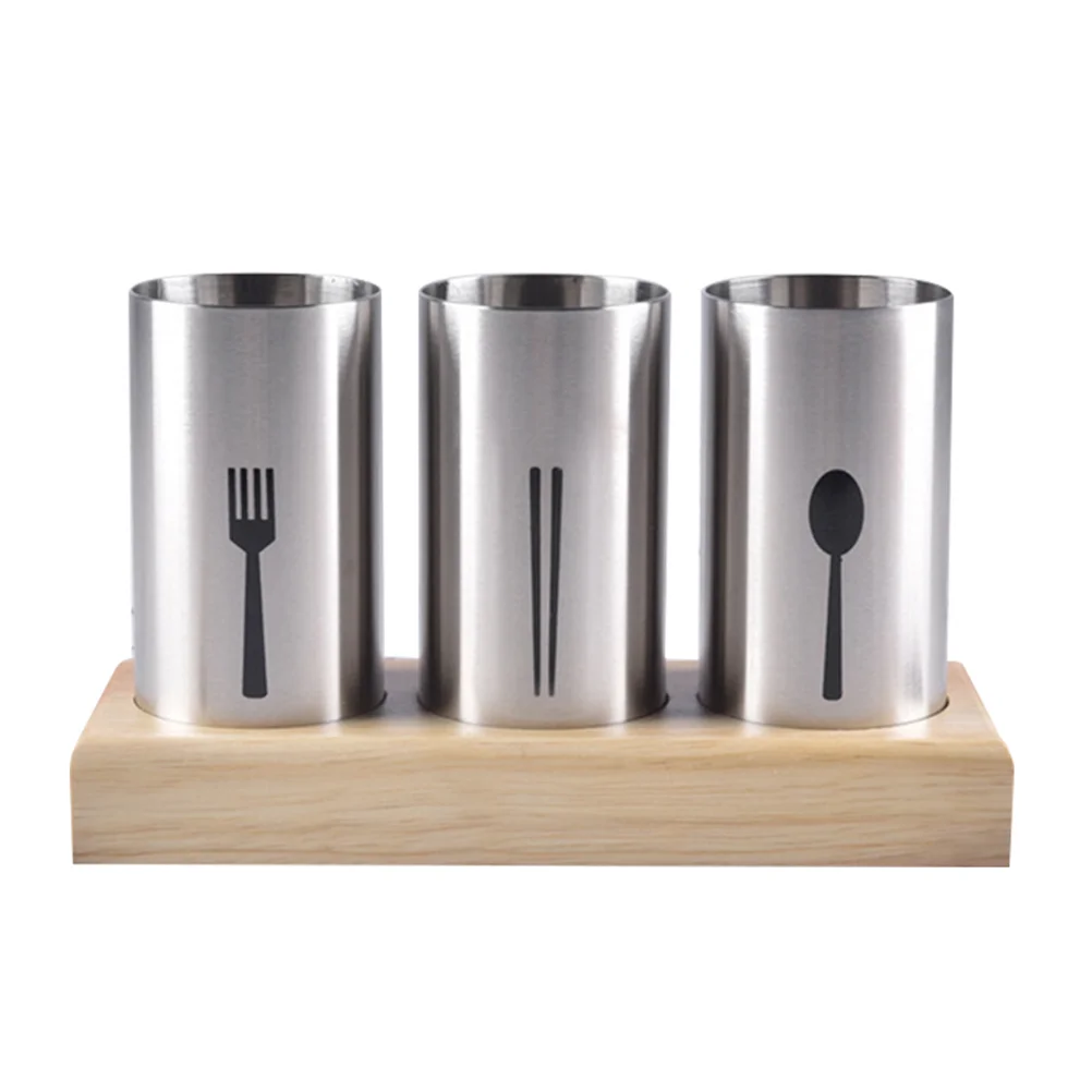 

Utensil Holder Drying Rack Chopstick Holder Flatware Storage Container (Silver)
