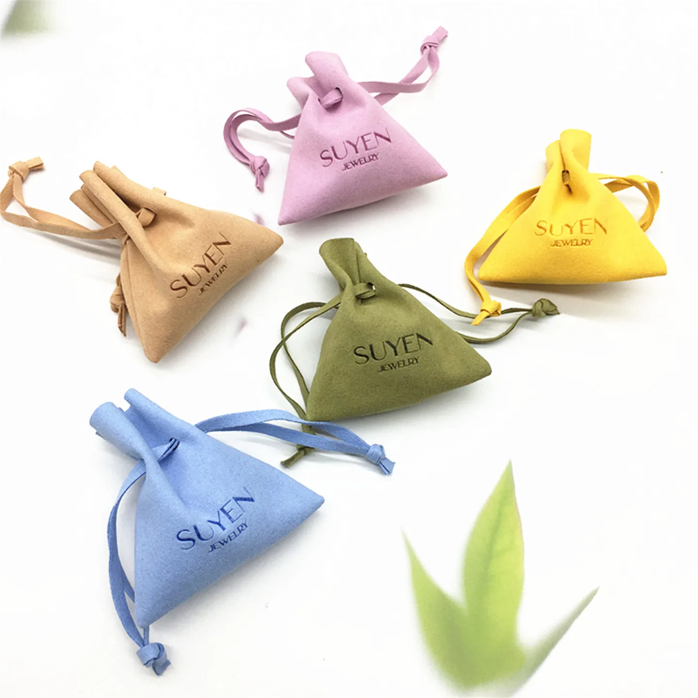 50 custom jewelry packaging pouch custom logo chic small wedding favor bags microfiber ring pouch embossing logo multicolor