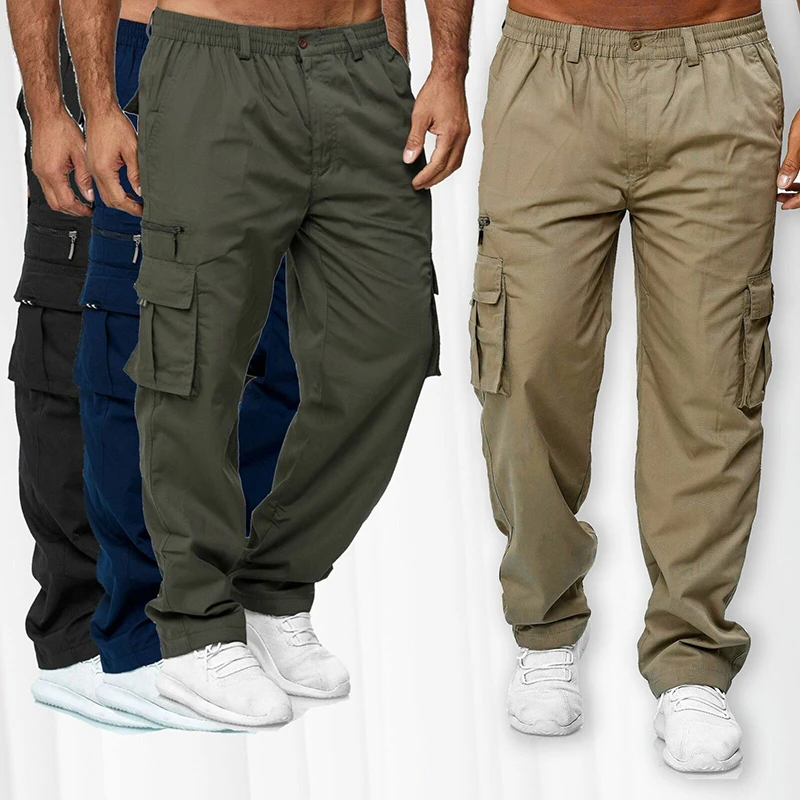 

Men's Casual Multi Pockets Cargo Pants Military Tactical Pants Male Outwear Hiking Loose Straight slacks Long Trousers