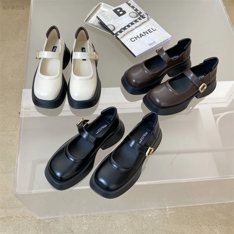 

Женские туфли с закрытым носком, осенние туфли на платформе с круглым носком, Классические криперы, обувь Мэри Джейн на расширяющемся книзу ...