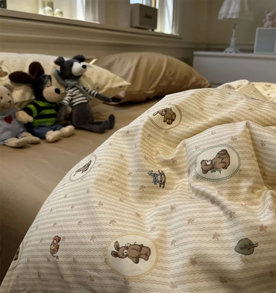 Винтажная Милая полоска в виде медведя двойная полноразмерная симпатичная Ретро