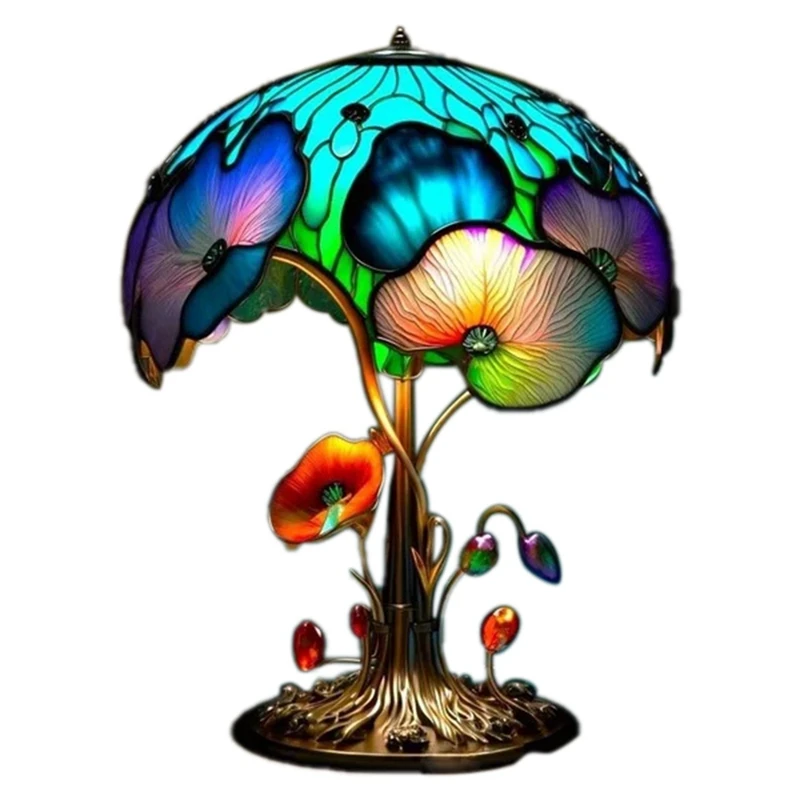 

Stained Plant Series Table Lamp Use With USB Jack Power On Lamp For Bedroom Decoration