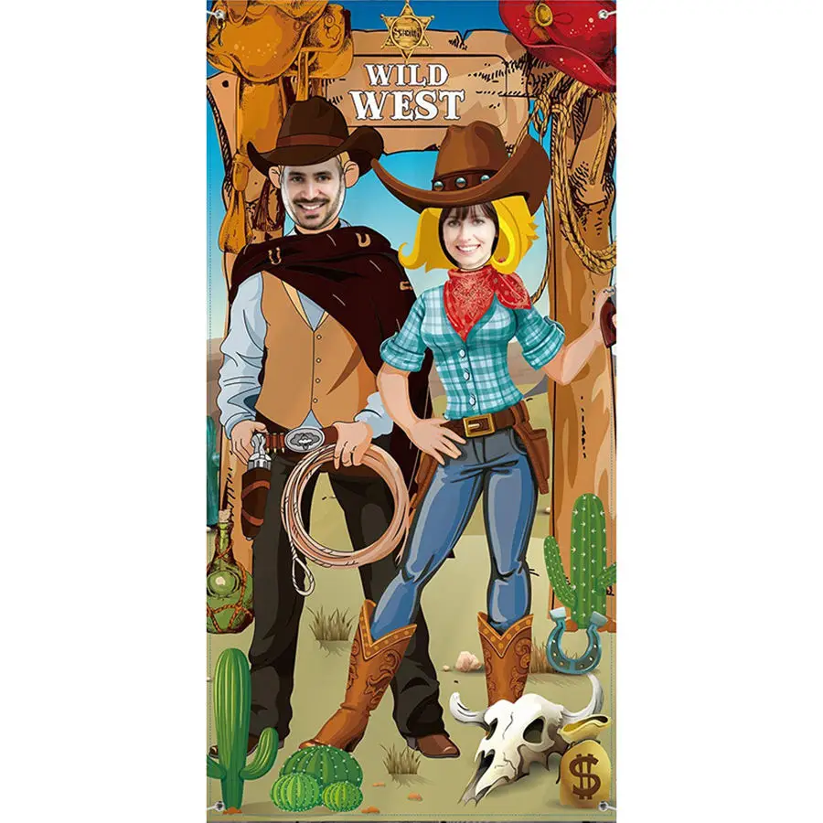 

Western Party Decorations West Cowboy Photo Booth Props West Cowboy Photo Door Background Funny Western Games Party Banner
