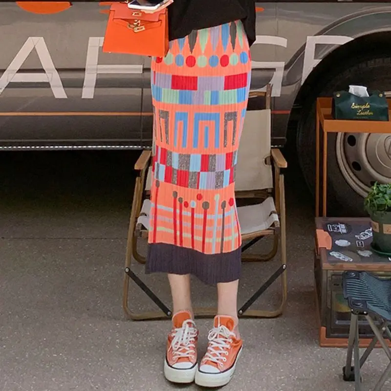 

Женская юбка в праздничном стиле, облегающая плиссированная юбка средней длины с принтом в старинном стиле, Новая Летняя женская одежда 2023