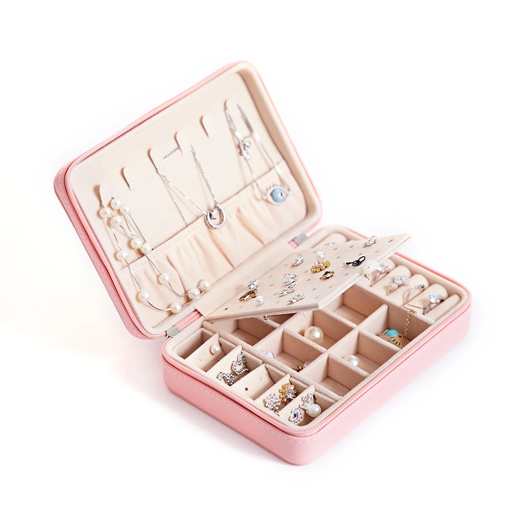 

PU Leather Rings Organizer Elaborate Manufacture Prolonged Durable Studs Earrings Display Bracelet Necklace Jewelry Box