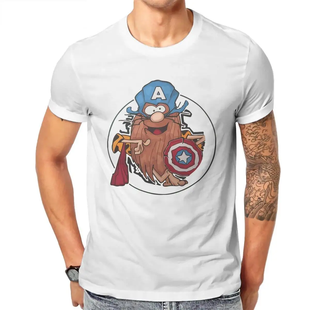 Men's Captain Caveman T Shirts  Cotton Clothes Creative Short Sleeve O Neck Tee Shirt 4XL 5XL T-Shirts