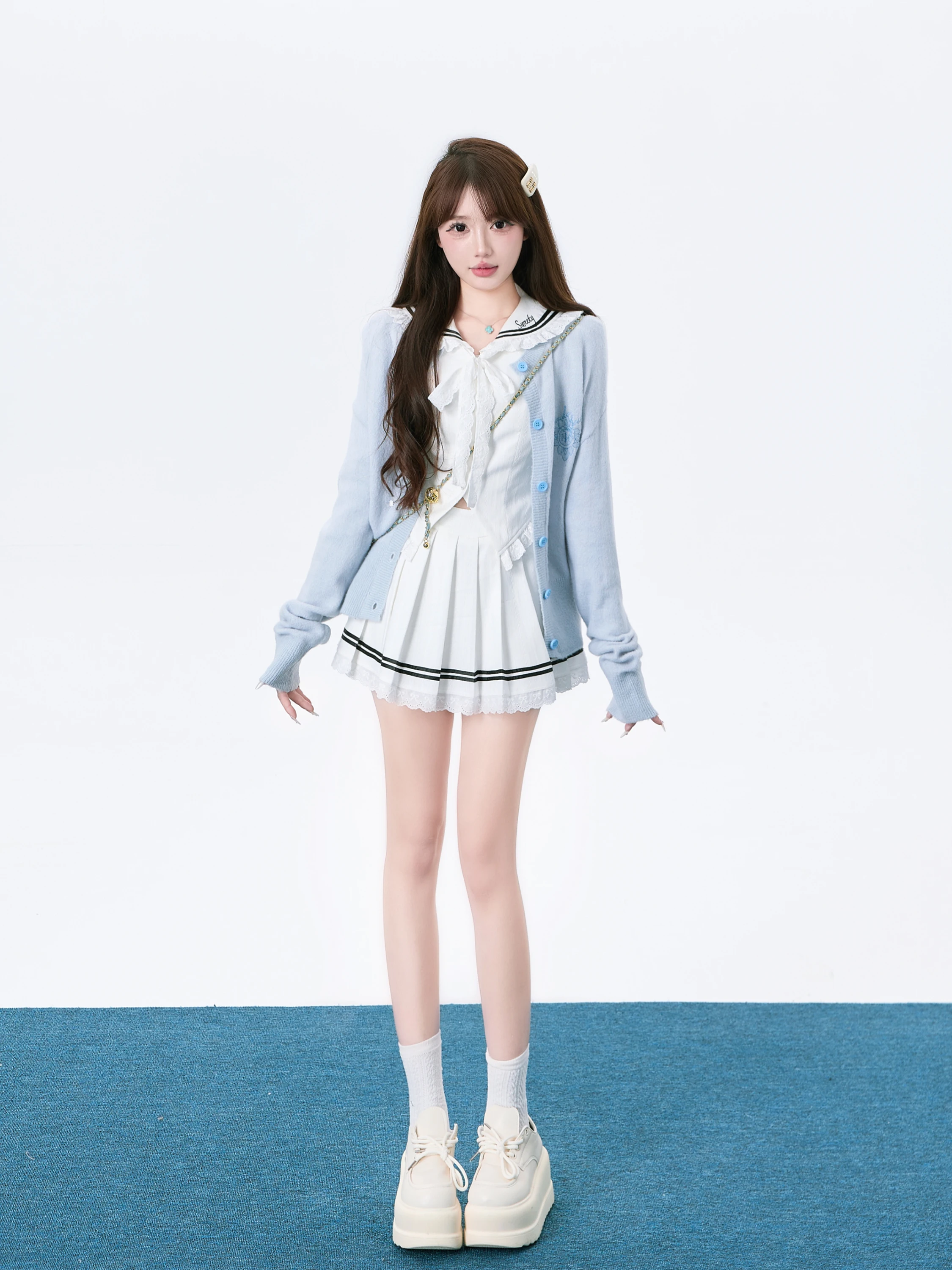 Тупой чем Sweet Soft Mohair ~ Feeling однотонный вязаный кардиган с вышивкой верхняя одежда