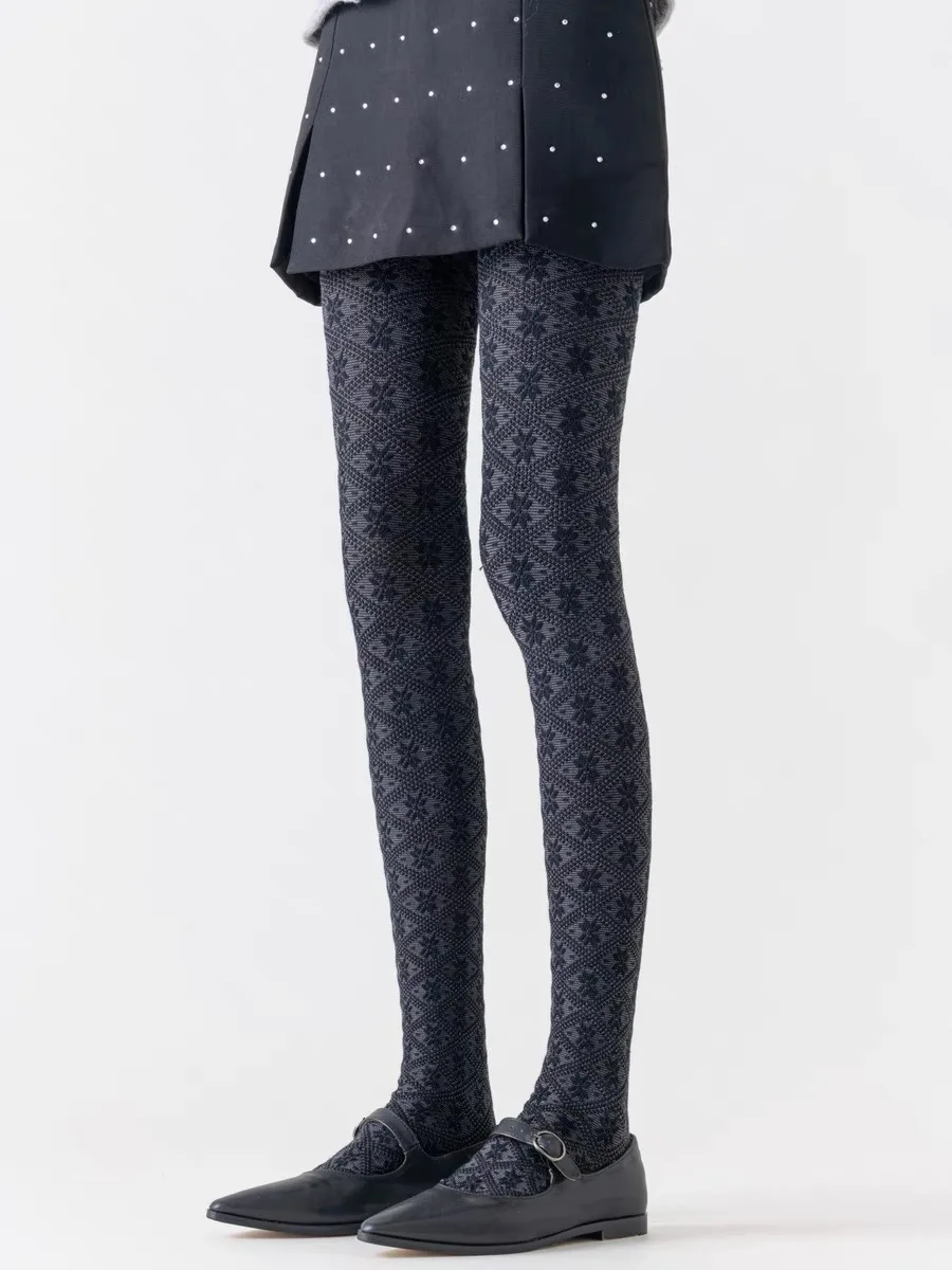 Весенне-осенние женские винтажные вязаные леггинсы Mori Girls с цветными блоками Diomand