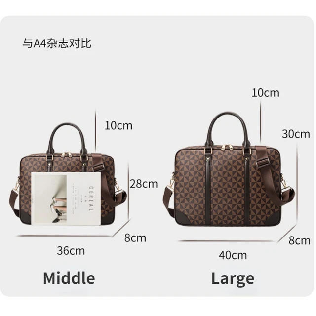 Printed Leather Business Briefcase Men/Women Wheel Bag 14/16 Inches Laptop Shoulder Bag Crossbody Computer Handbag 6