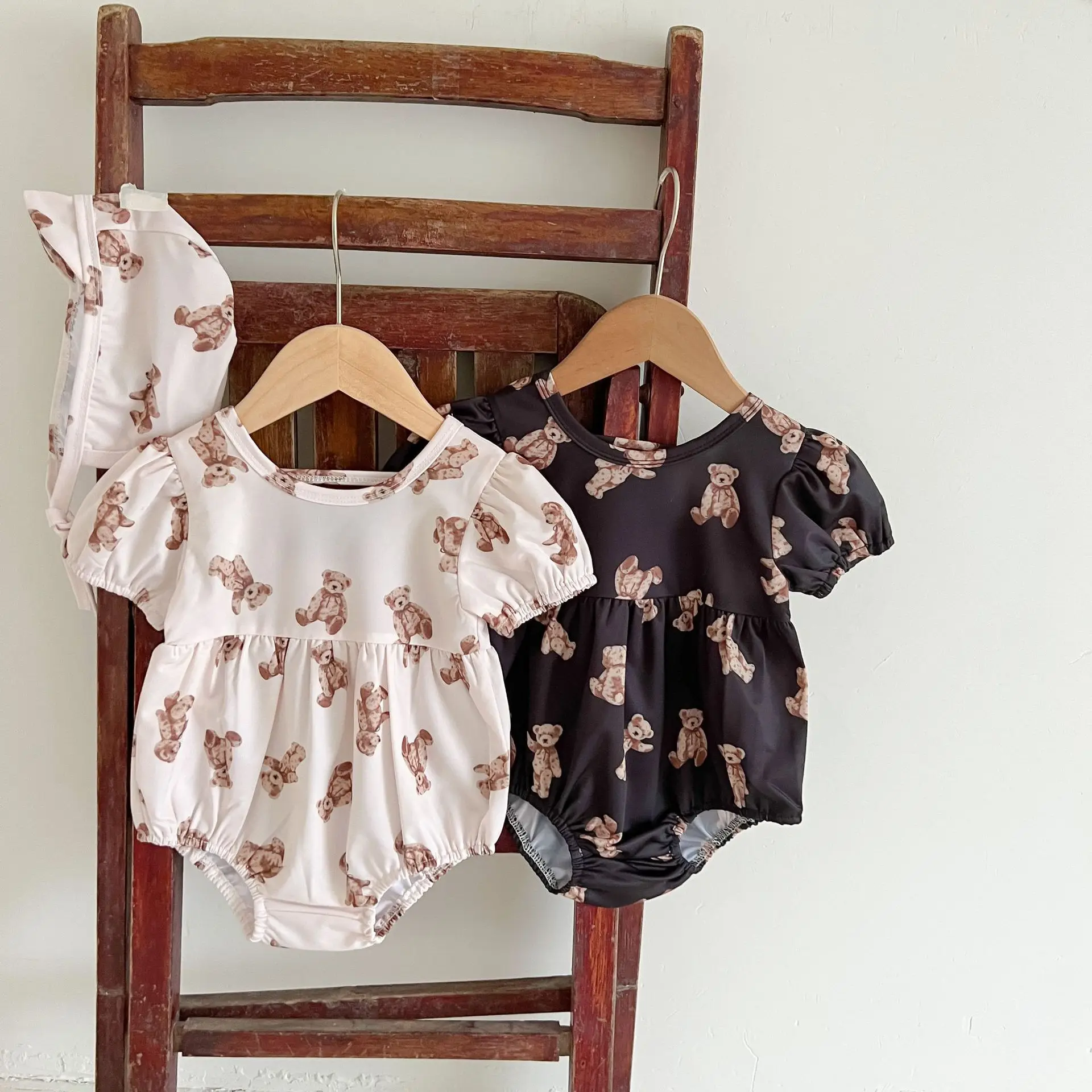 Плавательный костюм и шляпа для девочек детей от 9 месяцев до 3 лет однотонный купальник для малышек девочек