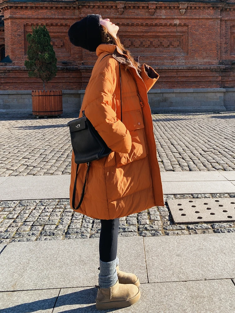 Корейская серия воротник-стойка облегающий талию утягивающий пуховик женский