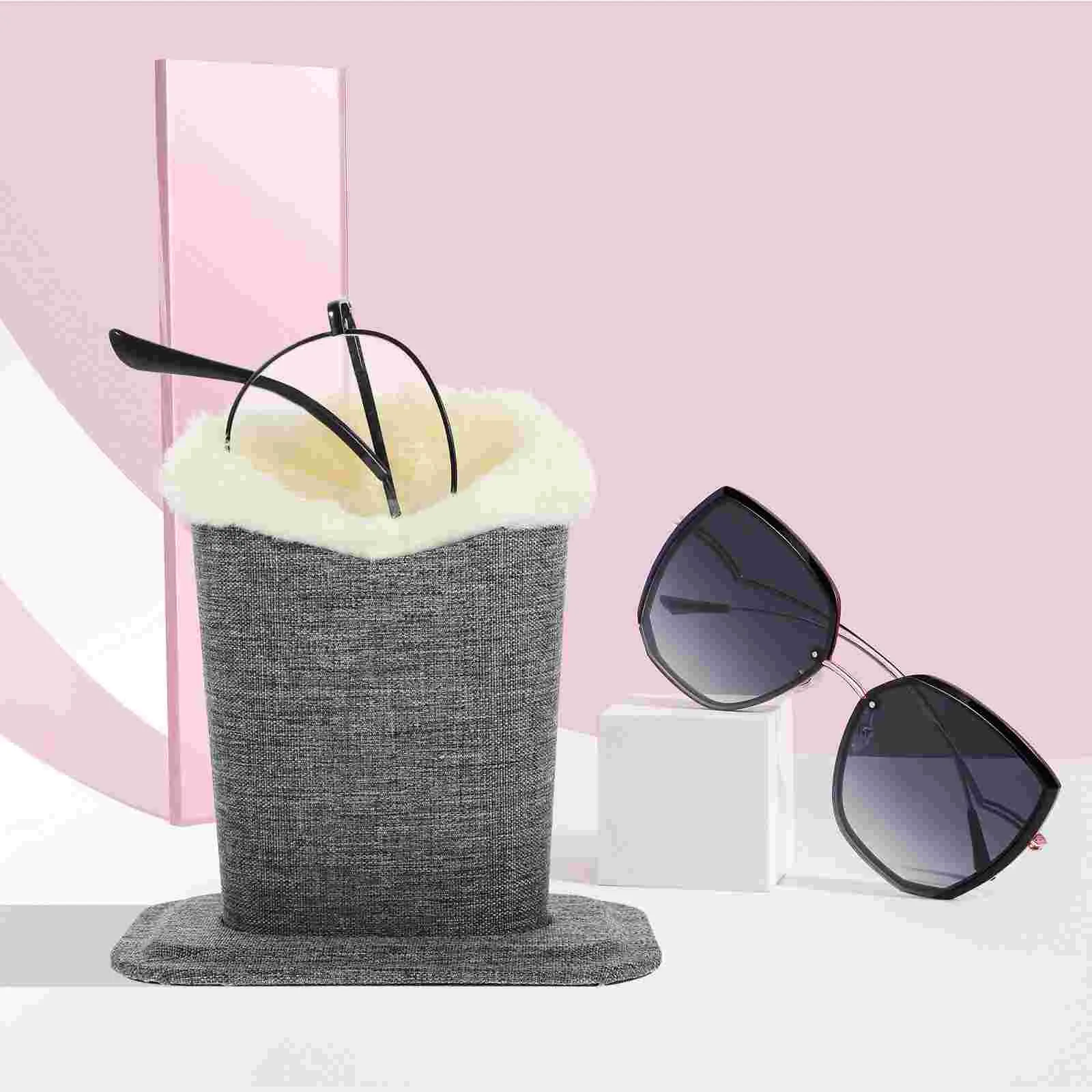 

Fabric Protective Sunglasses Plush Container Eyeglasses Desktop Base Store Supplies Holders