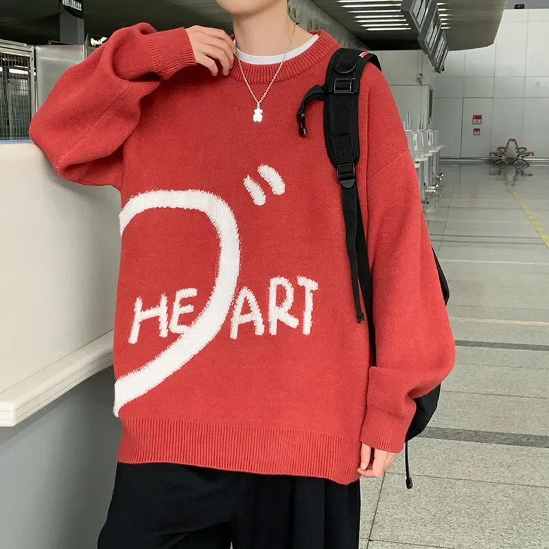 Осень-зима свободный теплый вязаный свитер мужская повседневная уличная верхняя