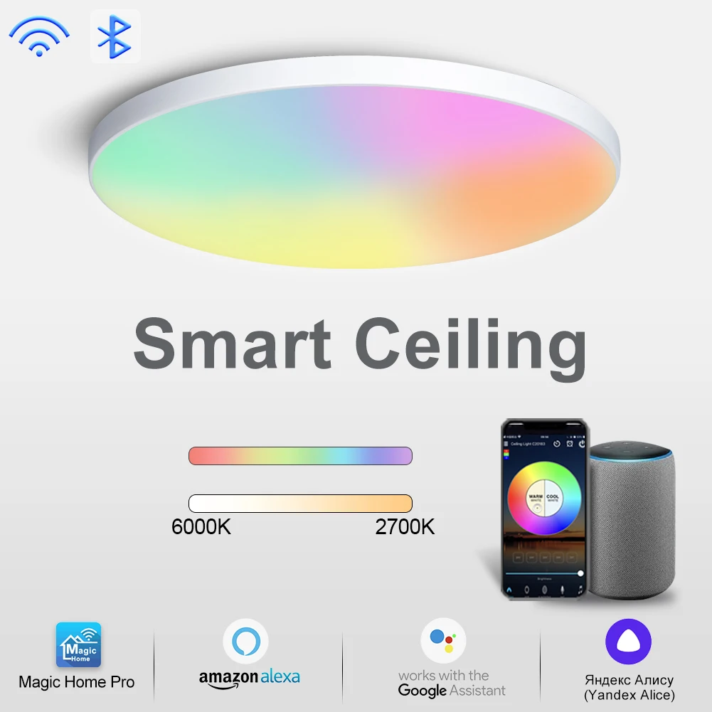 $44.07 MARPOU Smart Ceiling Light 30W RGB LED Ceiling lamp Wifi APP Voice Control With Alexa Lights For Living room decoration Bedroom