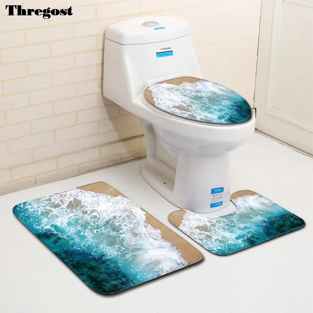 

Printed 3pcs Bath Mats Modern Home Toliet Bath Rug Anti Slip Mat for Bathroom Shower Carpet Washroom Footmat Water Absorbent Mat