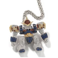 magic punk dragon necklaces women men austrian crystal color zircon stereo robot pendant personality vintage jewelry accessory