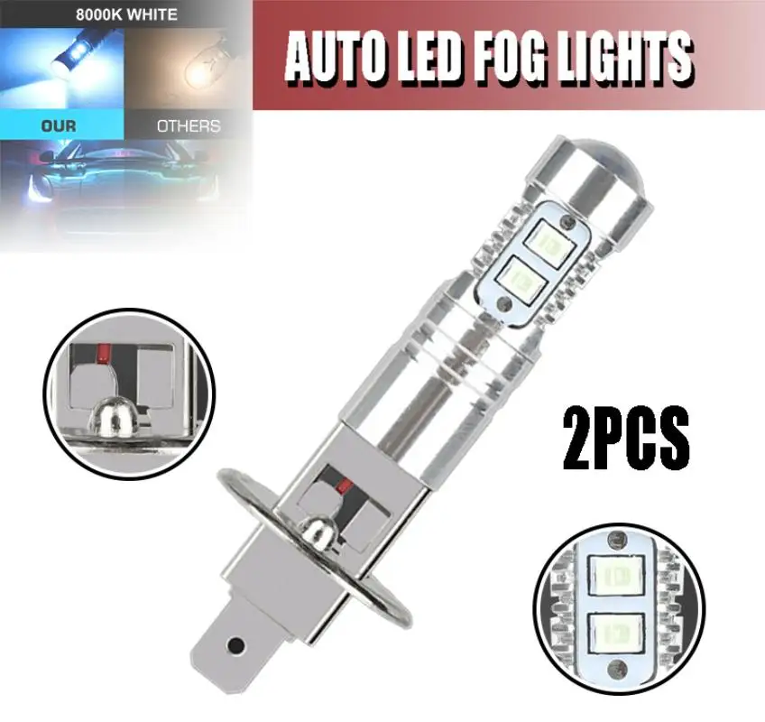 

Mayitr 2pcs 12/24V 100W H1 Car LED Headlight Bulbs 8000K Ice Blue Auto Fog Driving Light 1800LM Accessories For Truck SUV Parts