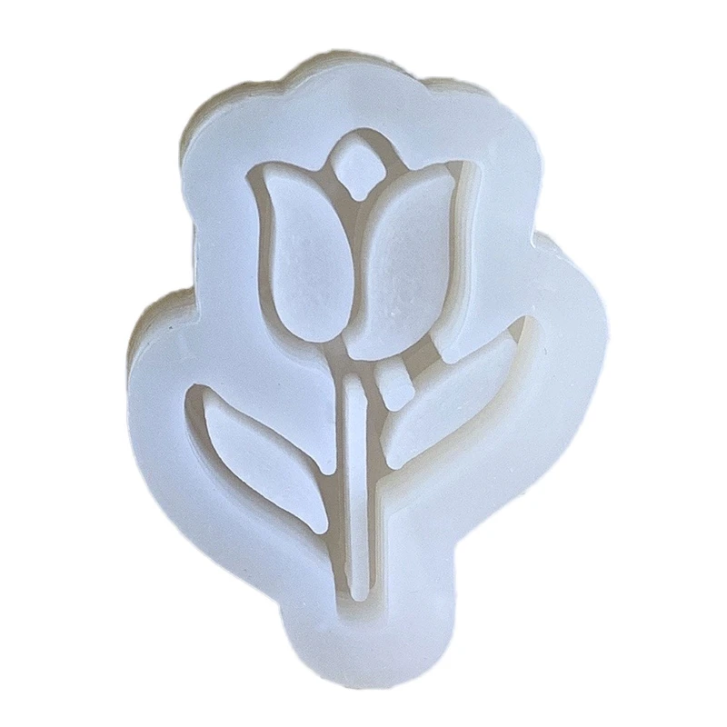 

Shiny Glossy Geometry Tulip Flower Ornament Silicone Epoxy Resin Mold DIY Keychain Pendant for Bag Decorations Crafts