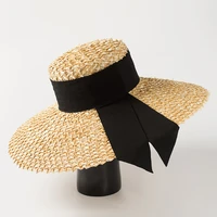 women summer classical wheat straw hat big wide brim sun hats elegant vintage handmade beach caps vocation chapeu feminino