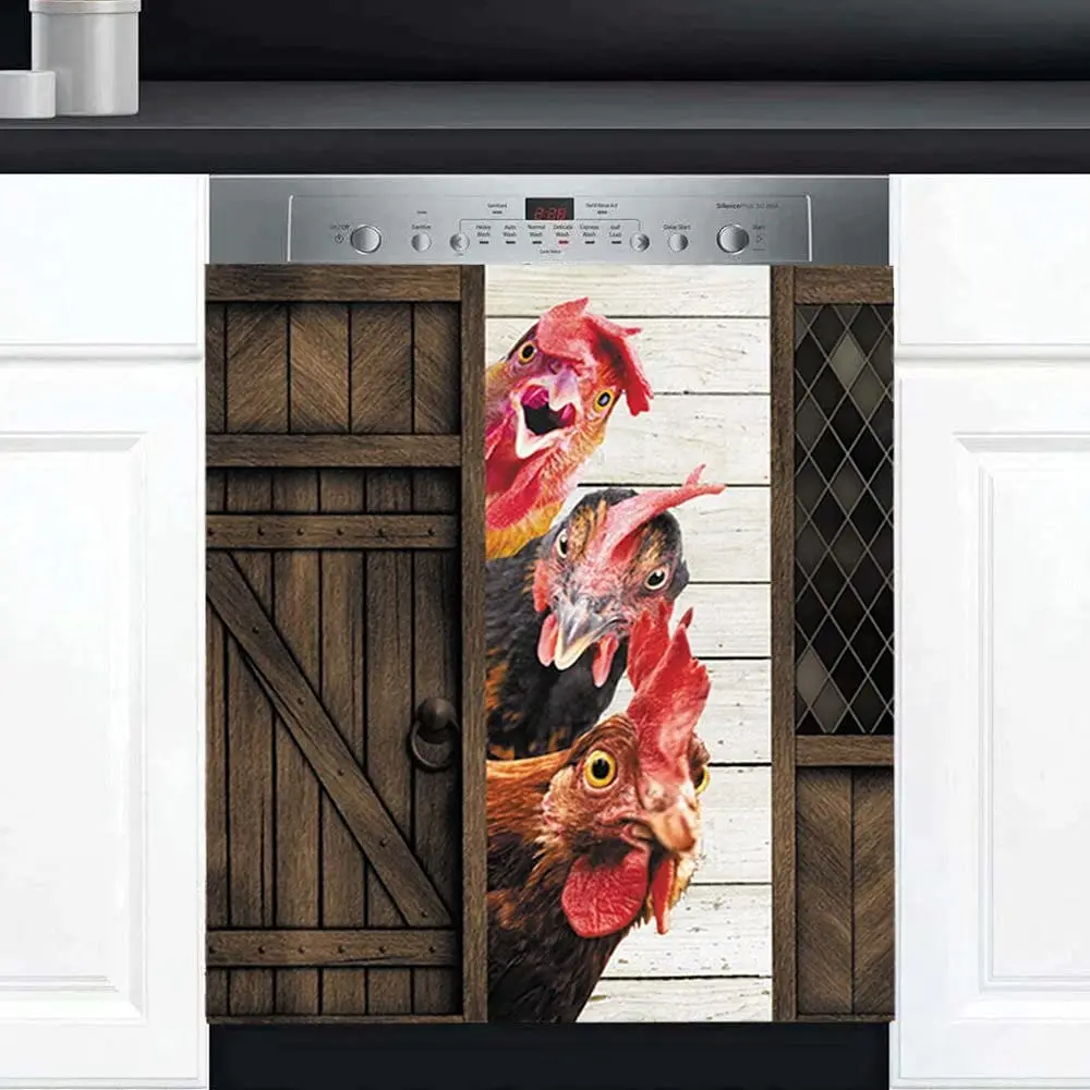 

Homega Funny Rooster Dishwasher Magnet CoverFarmhouse Chicken Fridge Magnetic Sheet Farm Magnets DecalWaterproof Rooster Sticker