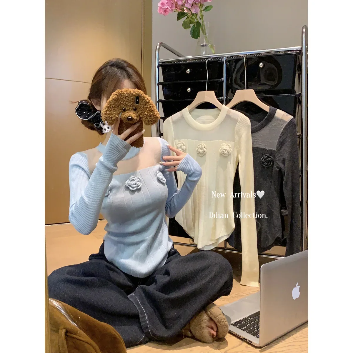 Осень/зима корейский стиль прозрачный бесшовный вязаный свитер Pure Desire с