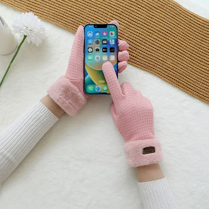 

Winter Warm Gloves for Women, Plush and Thickened, Windproof and Cold Resistant Plush Gloves for Outdoor Driving and Cycling