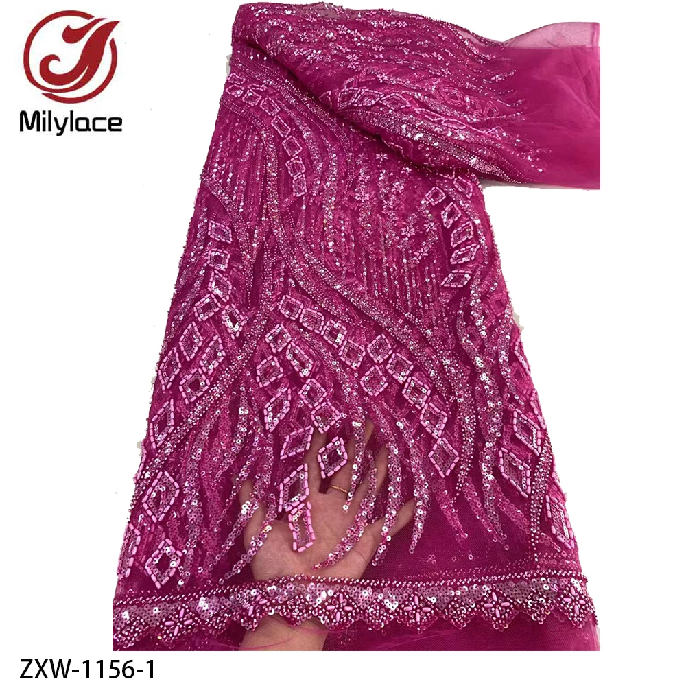 Изысканная кружевная ткань ручной работы из французского тюля с вышивкой для