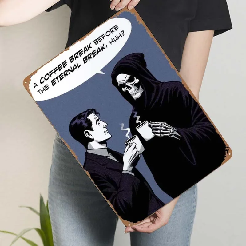 Grim Reaper Coffee Break металлический постер для комиксов украшение игровой комнаты