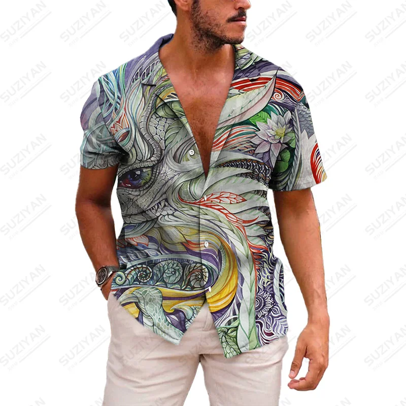 

Stand Collar Plaid Clothing Shirts For Men Free Beautiful Patterns Elements Hawaiian Loose Shirts Gentlemanlike Fashion