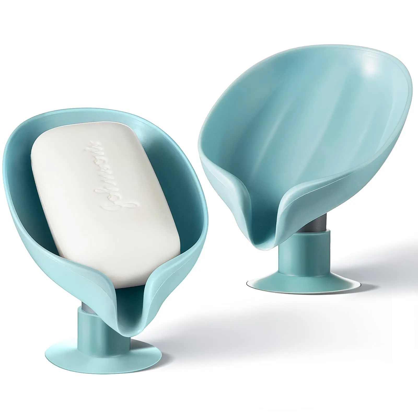 

2 Piece Soap Dish Holder Self Draining With Suction Cup For Shower Bathroom Tub Kitchen Sink Plastic Tray Holder