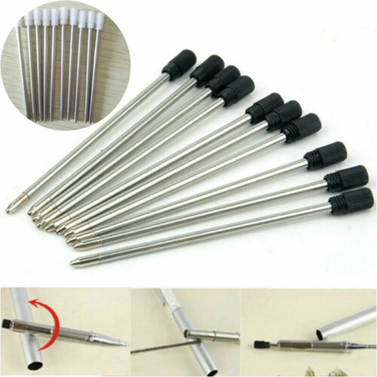 

10pcs\set Ballpoint Pen Refills for Cross Pens Medium Fine Point Black Blue Ink for writing