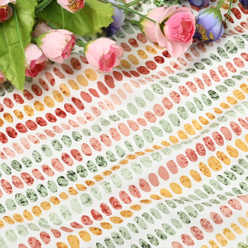 

Половинная 100% хлопчатобумажная тонкая холщовая ткань с геометрическим цветным принтом в горошек, ручная работа, сумка «сделай сам», задняя ...