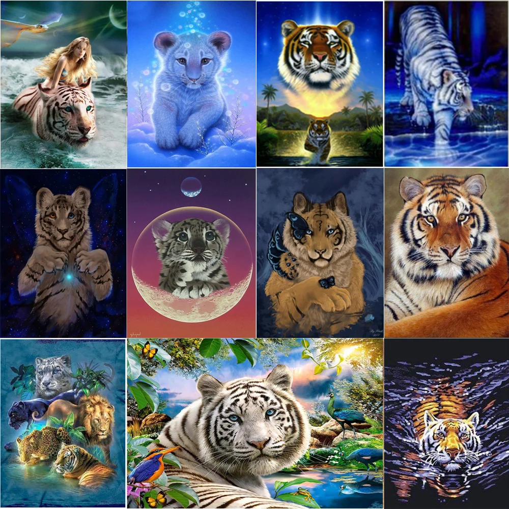 

5D Diamond Painting DIY Animal Tiger Leopard Handmade Cross Stitch Home Decoration Kit New Year Gift