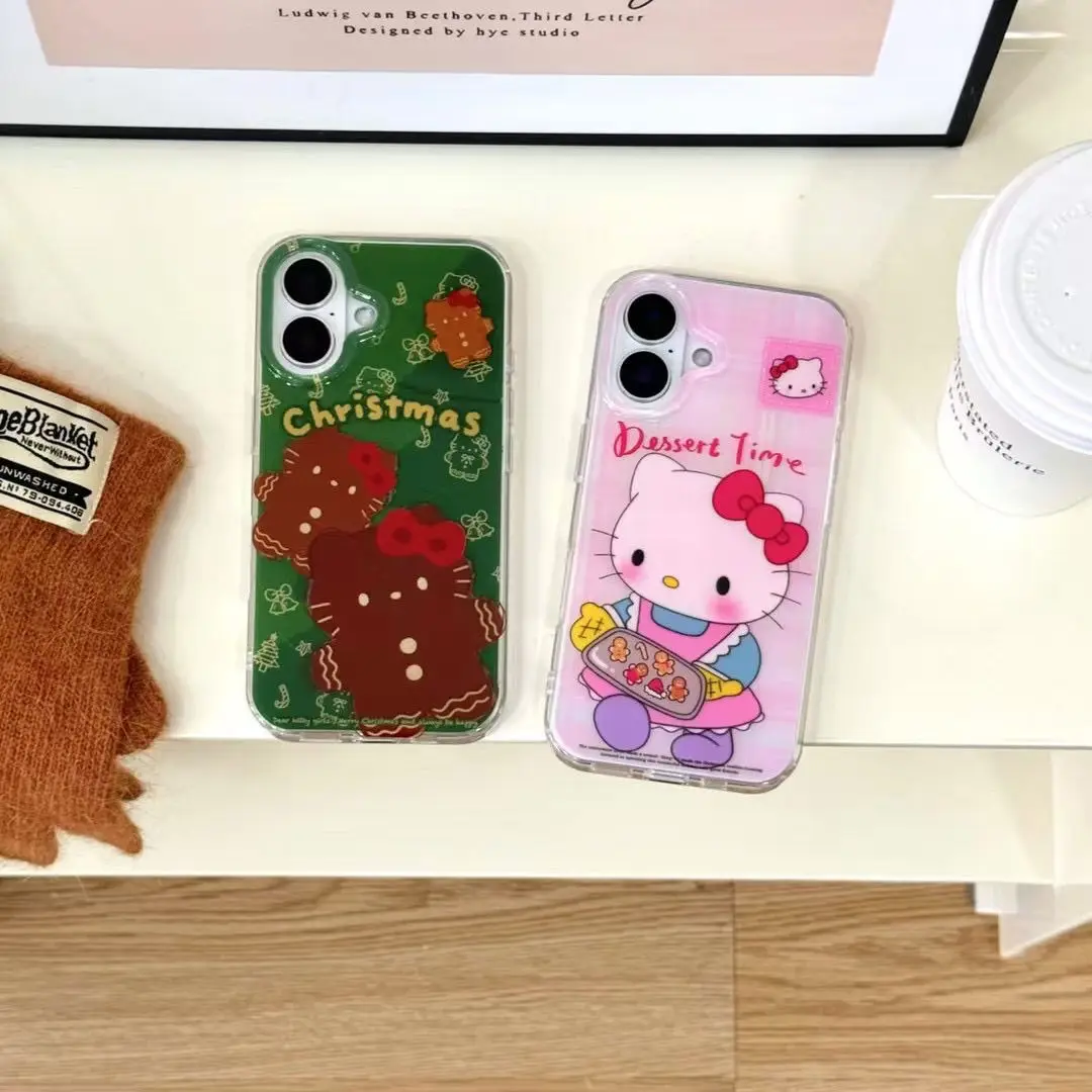 Чехол для телефона Sanrio Hello Kitty Gingerbread Man iPhone 16 15 14 13 12 11 Pro Max 78 Plus XR XS MAX MINI Y2K милая