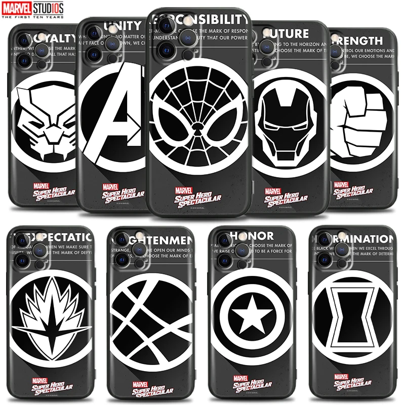 

Avengers Logo For Apple iPhone 13 12 11 Pro Mini X XR XS Max SE 5 5s 6 6S 7 8 Plus Phone Case Black Carcasa Liquid Silicon funda